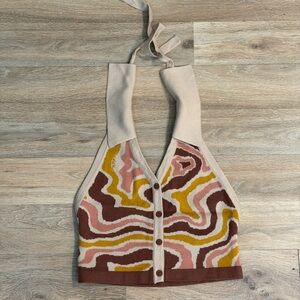 Abstract Patterned Halter Top